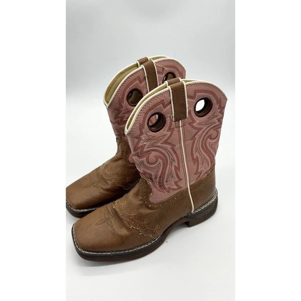 Durango Big Kids Tan/Pink Western Boots, Size 3M